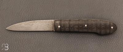 Couteau " Slipjoint " custom par Eric Depeyre - Fibre de carbone et Damas inoxydable