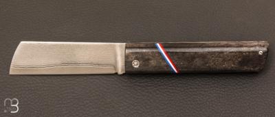 Couteau " Snard  " par Tom Fleury - Os de girafe teinté et Suminagashi