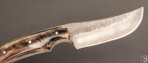  Couteau  "  Sparus  " fixe forgé par Guy Poggetti - Corne de bélier et C105