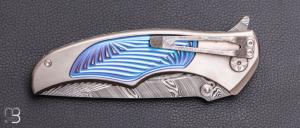   Couteau " Tighe Coon " button lock par Brian Tighe - Titane et lame en damasteel