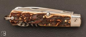 Couteau "  Vintage 5 pièces  " à pompe arrière en bois de cerf par Begon