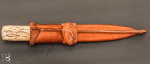   Couteau fixe " Yakut " bois de renne et damas par Jean-Luc Soubeyras