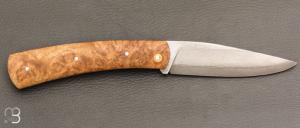    Couteau " Zeul " custom  par Mathieu Gerster - Loupe de robinier et VG10 Suminagashi