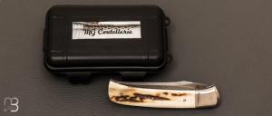 Couteau de poche cran forcé par MG Coutellerie Marc George - Damas et Bois de Cerf