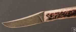  Couteau " custom " par Guy Poggetti - bois de cerf et lame en Elmax