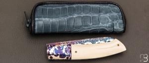     Couteau  "  custom " liner lock par Giuseppe Pala - Damas "dragon"