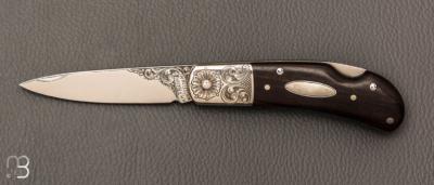  Couteau " Lock Back " de collection par Henry Frank - Ébène et argent
