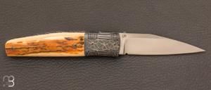 Couteau " Liner-Lock " custom par Mario Peddiu - Ivoire de mammouth