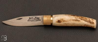 Couteau de poche Da Cruz José - Bois de cerf lame carbone petit modèle