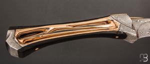    Couteau droit d'exception par Geoffrey Tixier - Damas mosaïque et Bronze sculpté