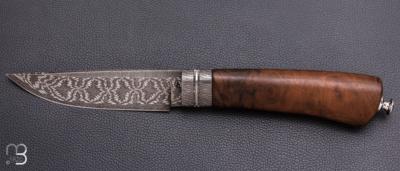  Couteau droit custom Damas mosaïque de Vlad Matveev et Noyer Turc