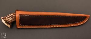Couteau droit de Frédéric Maschio - Bois d'élan et lame en acier 80CrV2
