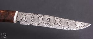 Couteau droit par Nicolas Mestrallet - Atelier du couteau de Vaunaveys - Damas mosaique et noyer