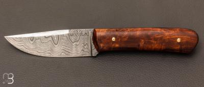 Couteau droit custom bois de fer et damas par Milan Mozolic