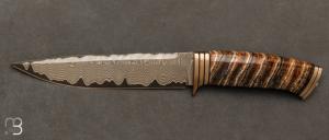 Couteau droit de Sergei Shidlovskii - Molaire de mammouth et damas