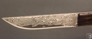  Couteau custom fixe par Roberto Ottonello - Bois de fer et lame en damas inoxydable