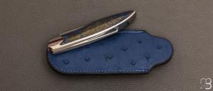 Couteau  "  Lock-Back " custom  par Vincent Saja - Lapis Lazuli et Damasteel