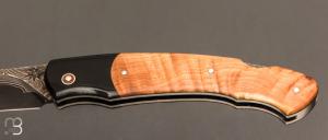   Couteau " lock-back " custom par Silas Coutellerie - Genévrier et lame damas cuivre