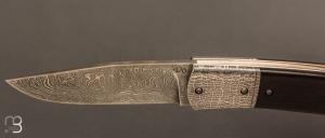    Couteau " lock-back " custom par David Breniere - ébène et damas