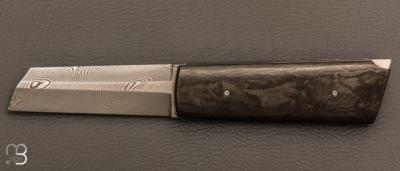  Couteau " Lock-back" custom par Eric Depeyre - Fibre de carbone et lame damas