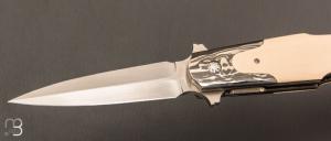    " Dague pliante custom " de Stéphane Sagric - Micarta et RWL34