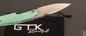 Couteau  " Elementak "  Tiffany Blue G10 et lame en RWL34 de GTKnives - Thomas Gony