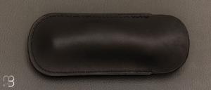 Etui XL cuir de veau pour couteau pliant fait main par Chantal Trocm - coloris noir