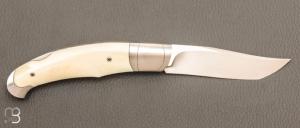  Couteau  "  Marcos Lock-back " pliant artisanal de Cyril Kalisz - Ivoire de phacochère et RWL-34