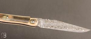 Laguiole 11 cm Fontenille Pataud - Lame damas - Ivoire de mammouth