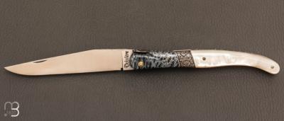  Couteau  " Laguiole pièce unique " de poche par Philippe Voissière - Corail et nacre