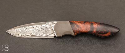 Couteau " Le Duc " loupe de Bois de fer d'arizona et damasteel par Nicolas Kowal