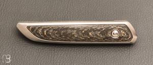    Couteau " Le Galeriste Titane LPO " button-lock par Lepage Knives - Fatcarbon Snakeskin Gold