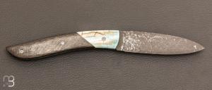 Couteau  " le Névé " par Tim Bernard - ivoire de mammouth carbone et Lame 14C28N