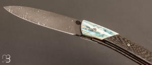 Couteau  " le Névé " par Tim Bernard - ivoire de mammouth carbone et Lame 14C28N