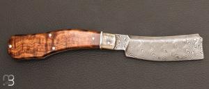Couteau " Razoir Sheffield " custom par Alex Dubois - Tamarin stabilisé et lame damas