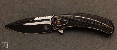 Couteau " Bodega " par Steelcraft - Todd Begg design - Satin black blade - Diamond Handle