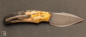 Couteau custom pliant par David Lespect - Bouleau madré stabilisé et RWL34 stonewashed