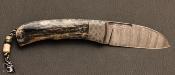 Couteau custom de poche "Condor" Mammouth et damas de Philippe Ricard