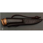 Couteau droit Puukko de Benoit Maguin - Damas et érable ondé