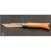 Couteau Opinel N°08 manche olivier - lame acier inoxydable