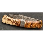 Couteau de collection Chasard molaire de mammouth et damas de Philippe Ricard