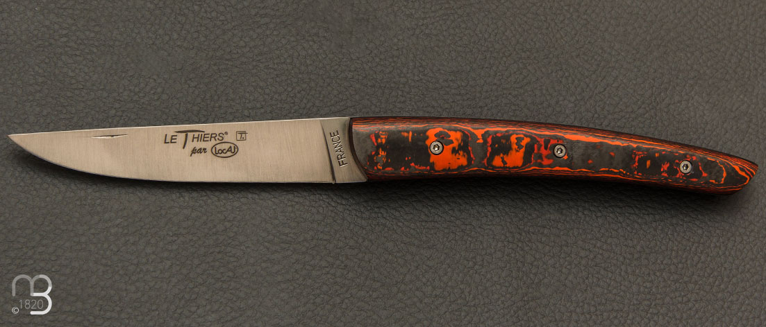 Couteau Thiers par Locau - Fibre de carbone mars rouge