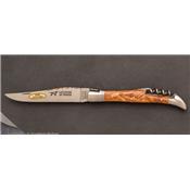 12cm Olive wood Laguiole pocket knife with corkscrew