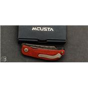 Couteau de poche Mcusta MC-211D First Production - Damas Micarta jute noir et orange