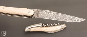    Coffret duo d'exception couteau & sommelier par la Forge de Laguiole - Ivoire de mammouth et damas