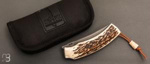    Couteau " 1310 " liner lock bois de cerf et RWL34 de SMZ Flammes de forge