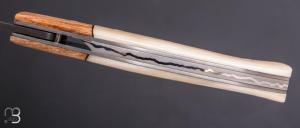       Couteau " 1515 collection Globetrotter " par Manu Laplace - Os de renne/Hêtre échauffé