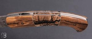  Couteau 1515 collection " Trilogie" par Manu Laplace - Ivoire de mammouth et lame damas Vegas Forge