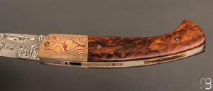   Couteau " 1515 " collection "1900" par Manu Laplace - Bois de fer/Mokume et Damas