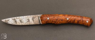  Couteau " 1820 " custom par Louis Contat - Loupe de peuplier et lame damas de Nicolas Mestrallet